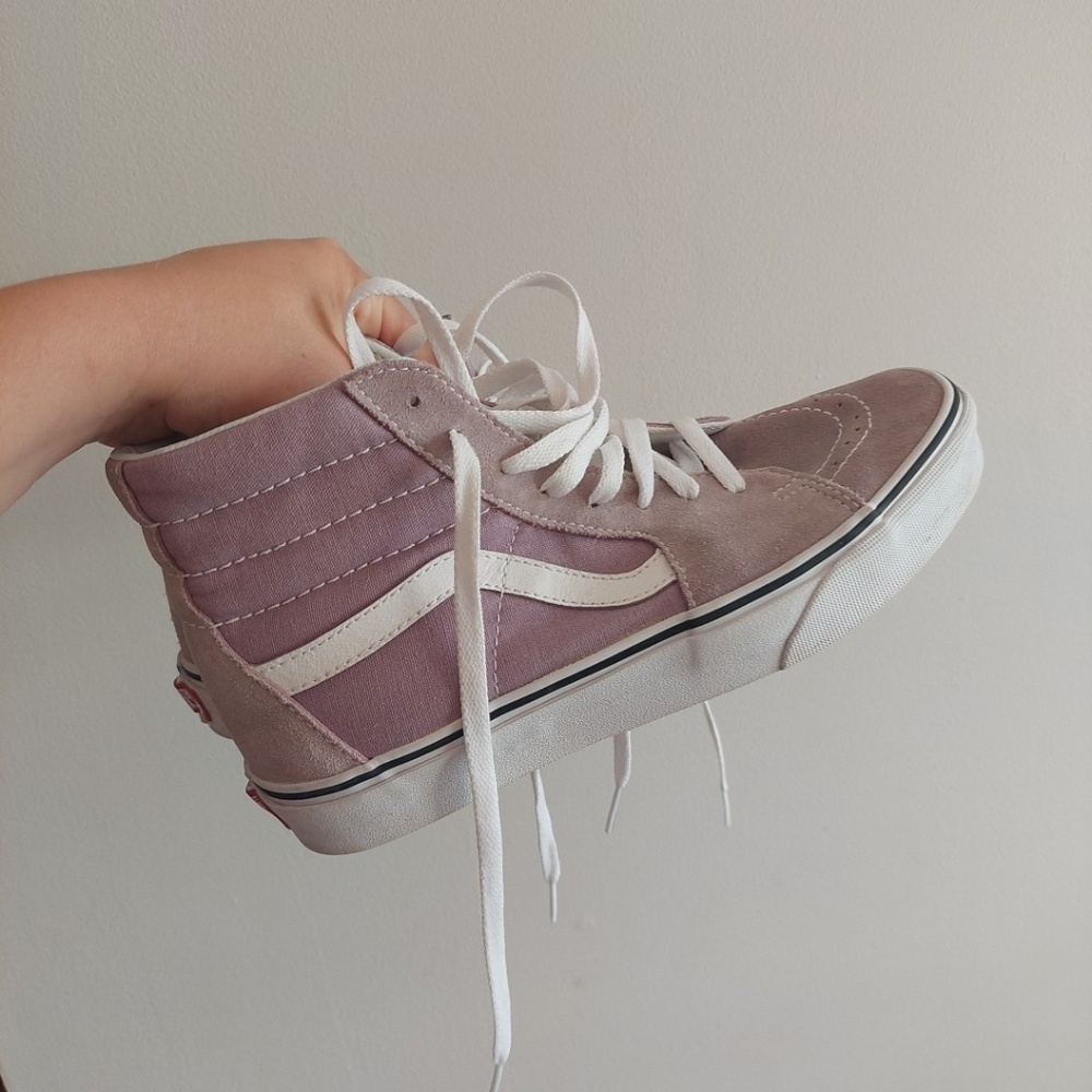 Vans Sk8-Hi Lavender White Women's Size 8.5 Skate Shoes Suede Canvas 721356